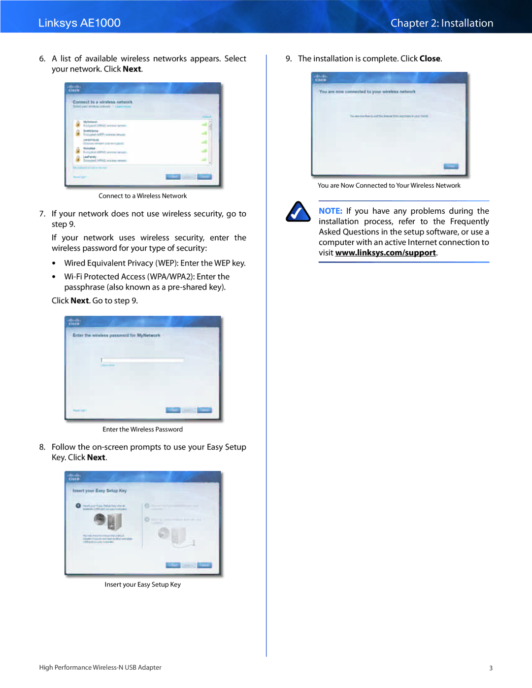 Linksys AE1000 manual Click Next. Go to step 