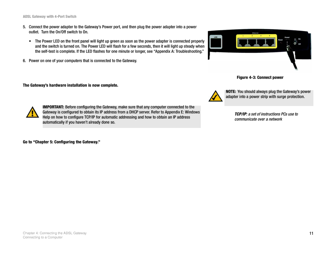 Linksys AG041 (EU) manual Connect power 