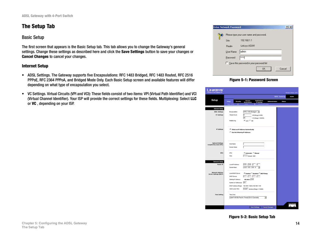 Linksys AG041 (EU) manual Setup Tab, Basic Setup, Internet Setup 