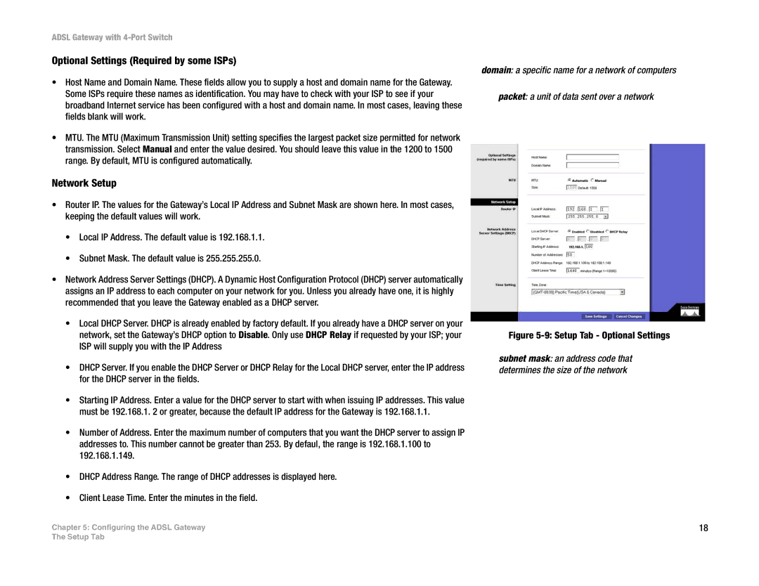 Linksys AG041 (EU) manual Optional Settings Required by some ISPs, Network Setup 