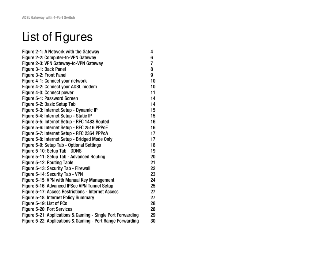 Linksys AG041 (EU) manual List of Figures, A Network with the Gateway 