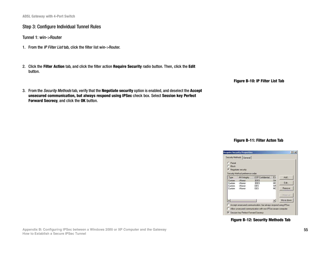 Linksys AG041 (EU) manual Configure Individual Tunnel Rules, Tunnel 1 win-Router 