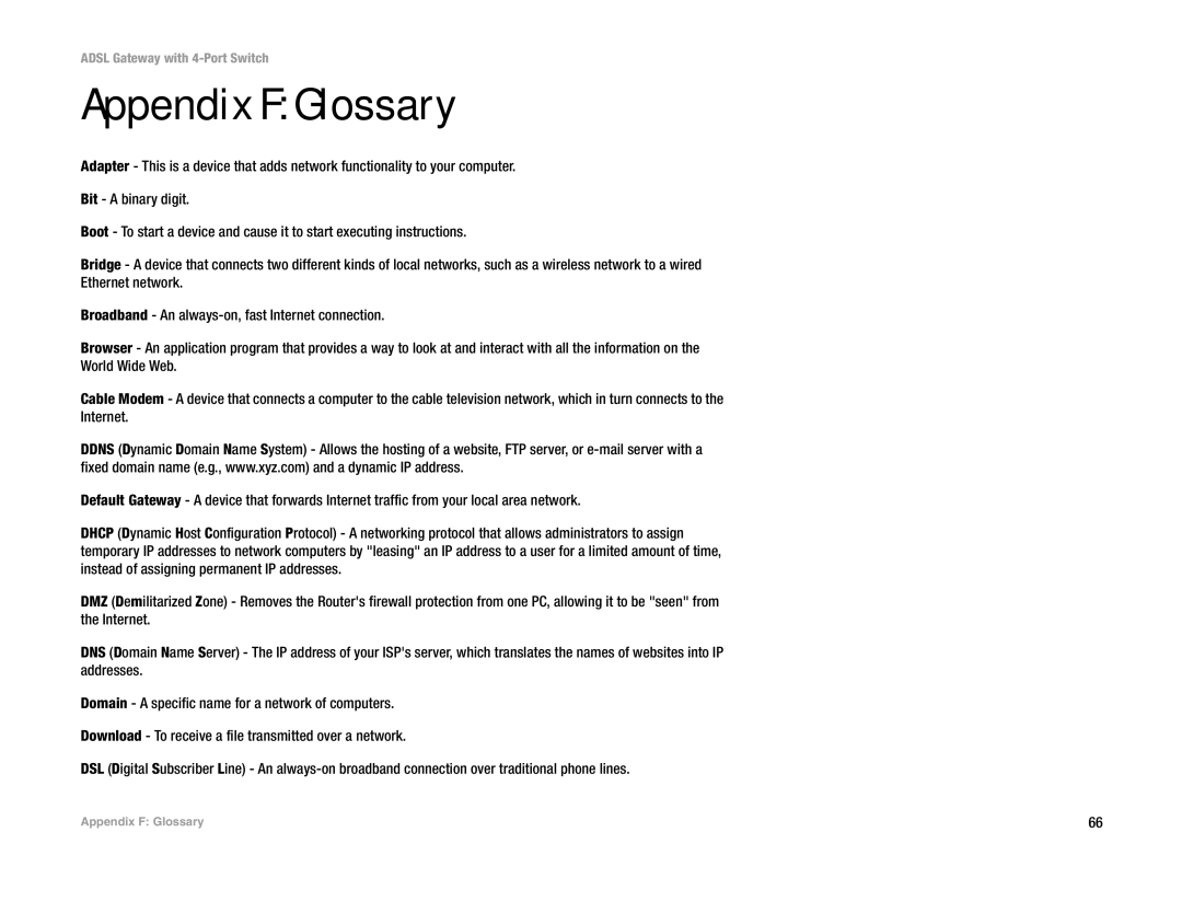 Linksys AG041 (EU) manual Appendix F Glossary 