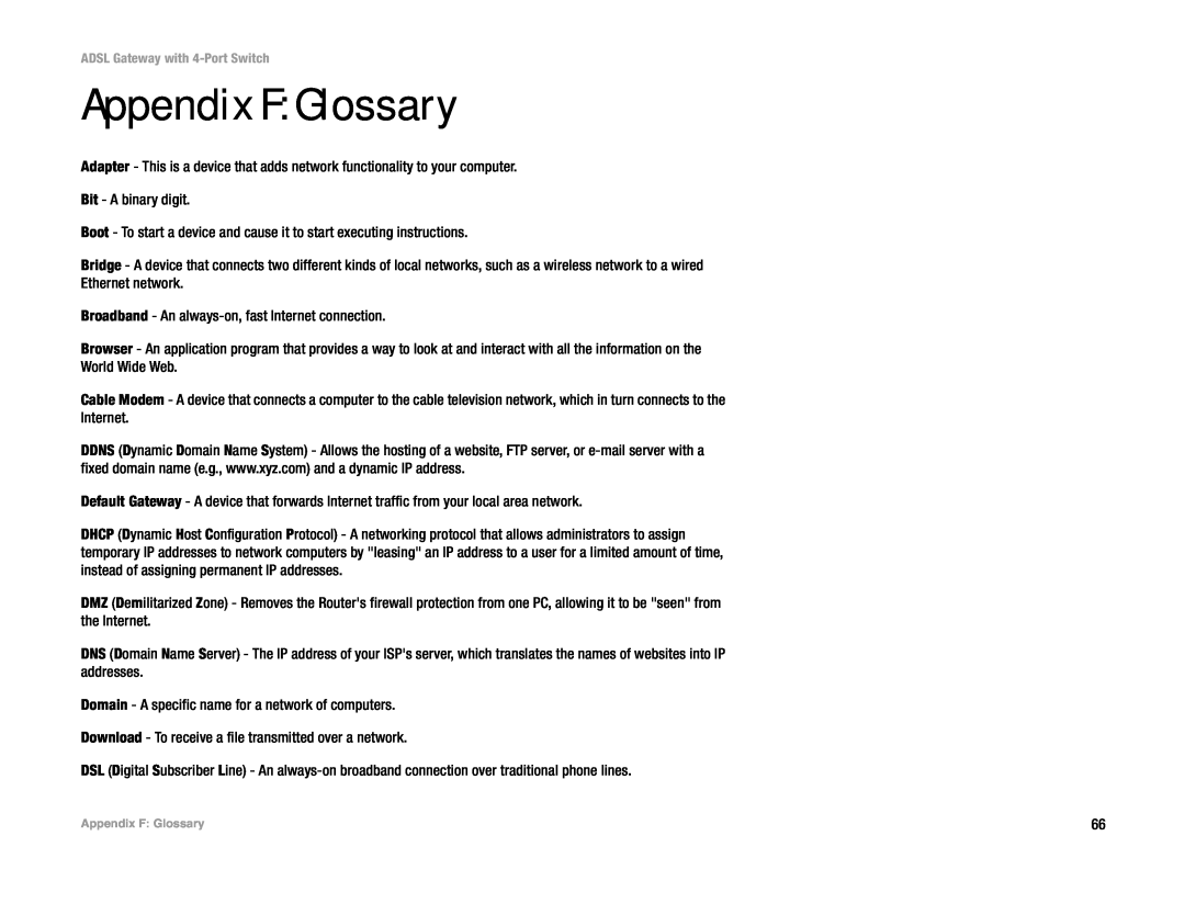Linksys AG041 (EU) manual Appendix F Glossary 