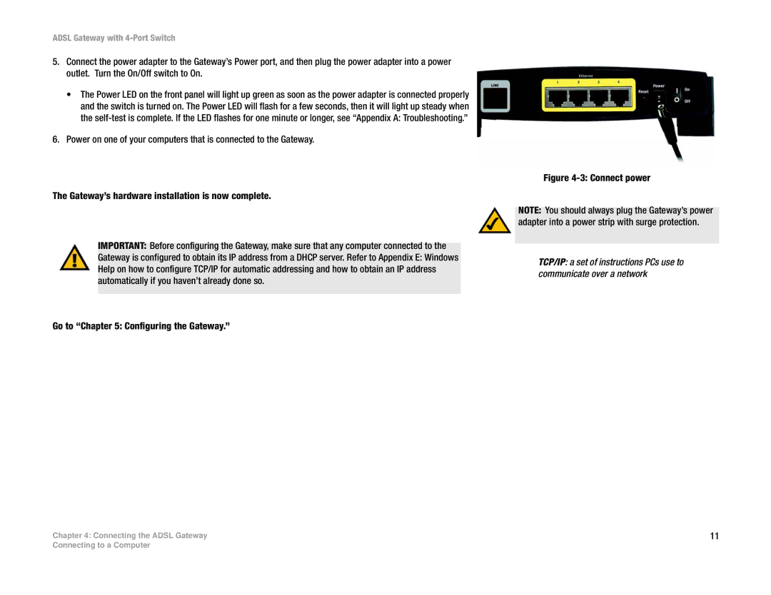 Linksys AG041 manual Connect power 