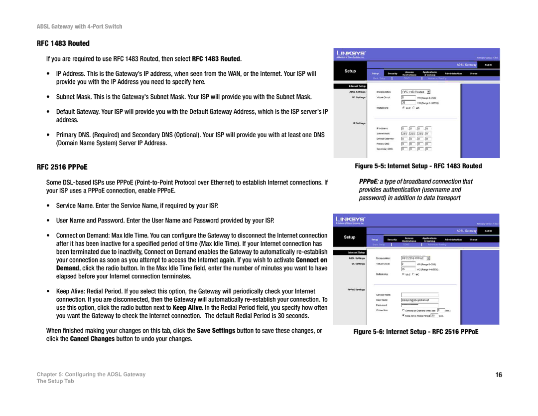 Linksys AG041 manual RFC 1483 Routed, RFC 2516 PPPoE 