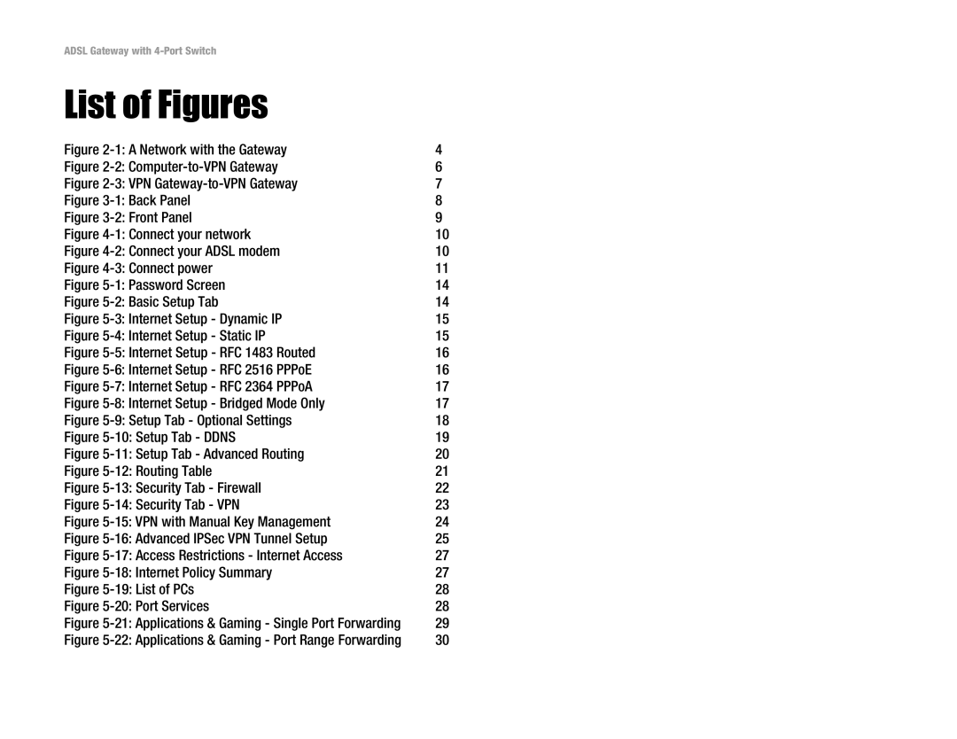 Linksys AG041 manual List of Figures, A Network with the Gateway 