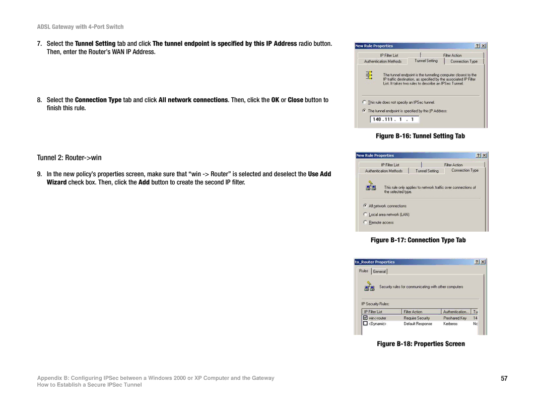 Linksys AG041 manual Tunnel 2 Router-win, Figure B-16 Tunnel Setting Tab 
