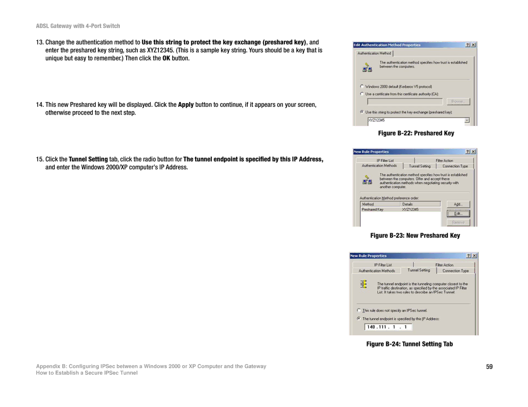 Linksys AG041 manual Figure B-22 Preshared Key 