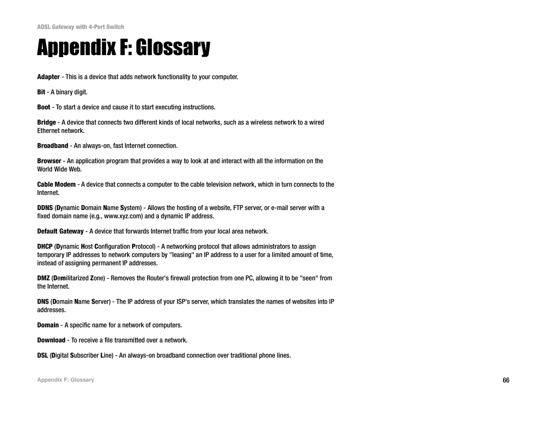 Linksys AG041 manual Appendix F Glossary 