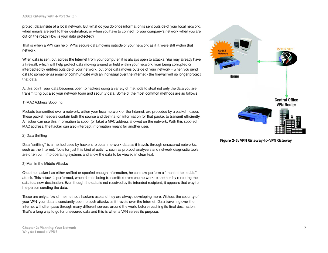 Linksys AG241 manual VPN Gateway-to-VPN Gateway 