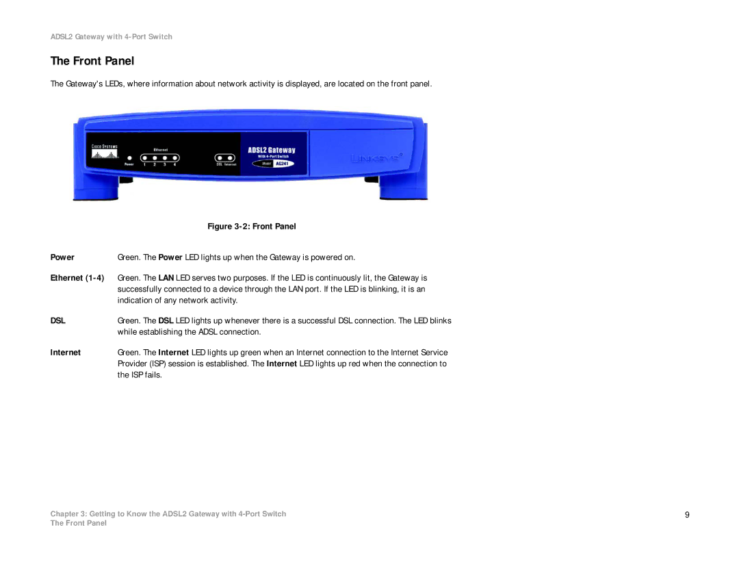 Linksys AG241 manual Dsl 