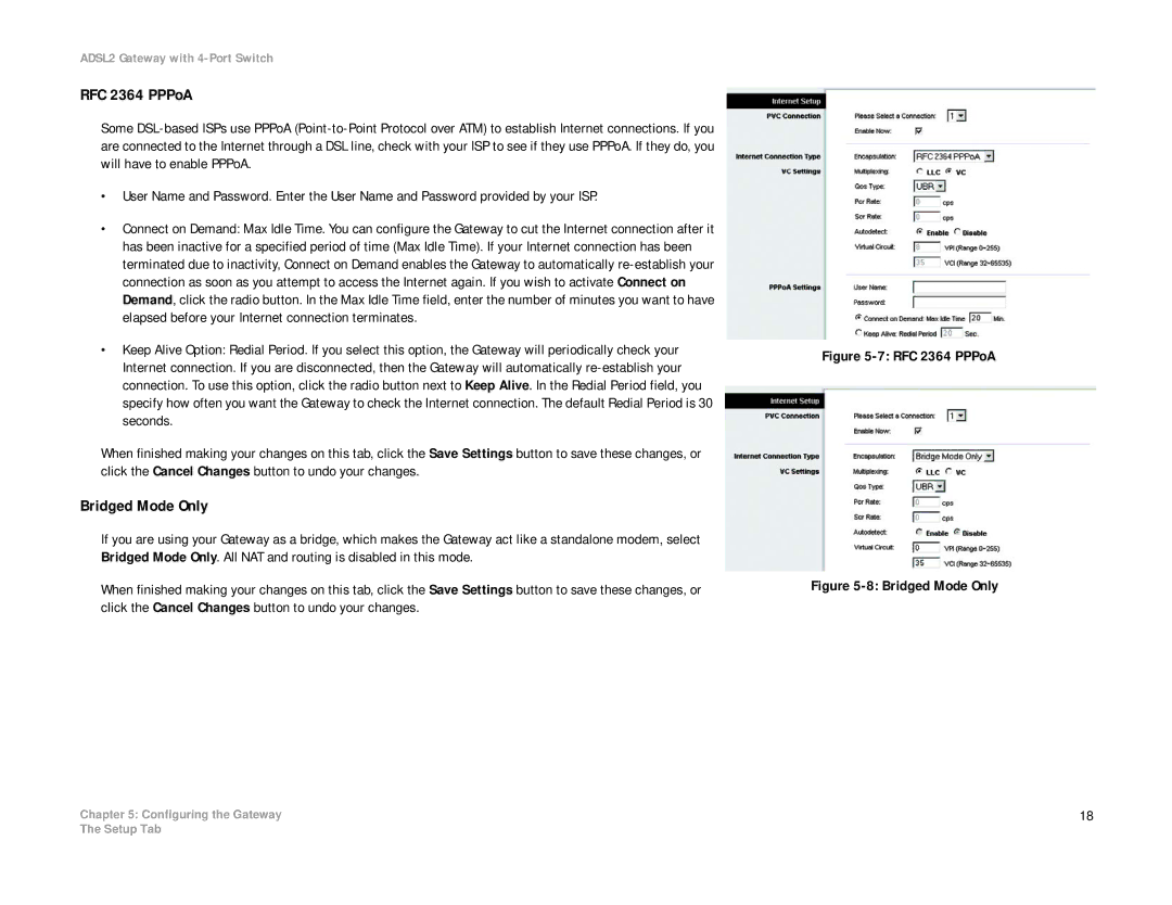 Linksys AG241 manual RFC 2364 PPPoA, Bridged Mode Only 