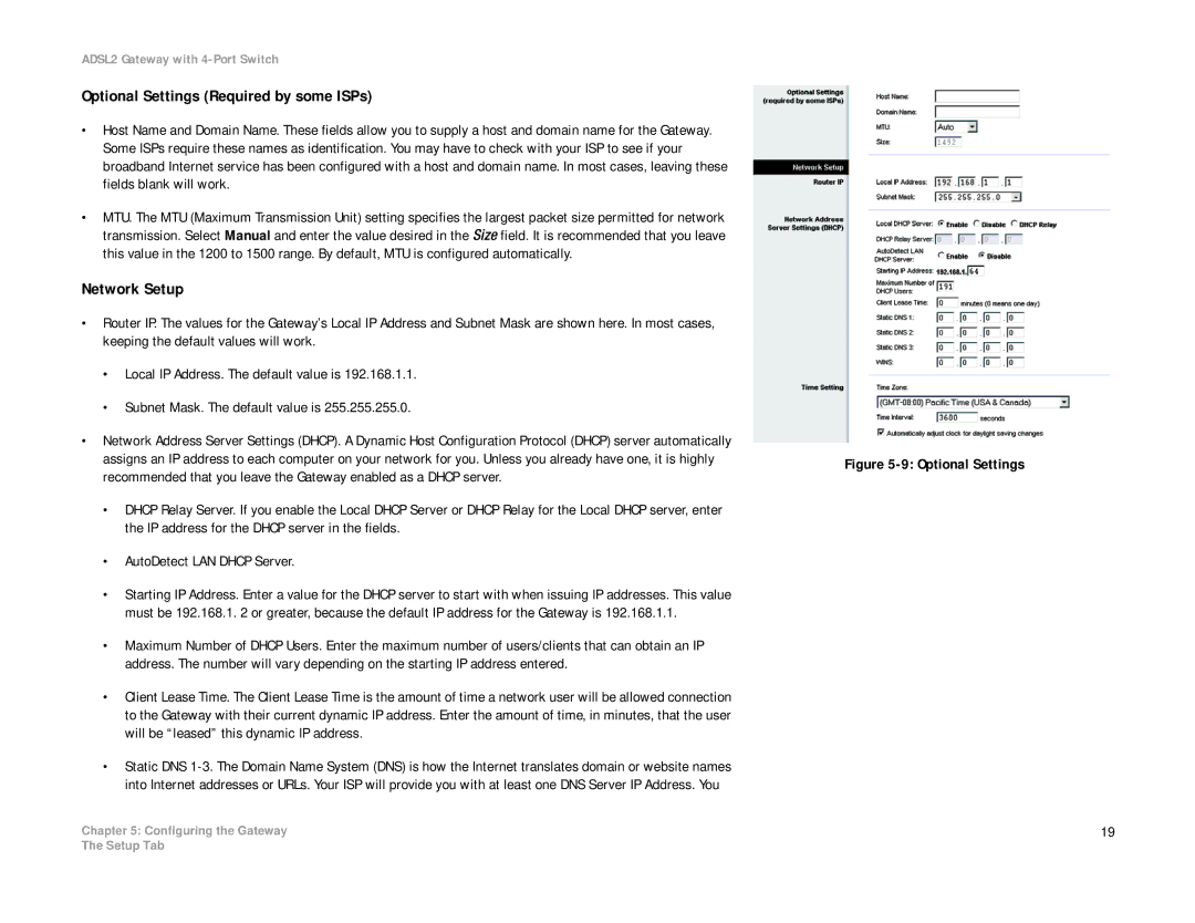 Linksys AG241 manual Optional Settings Required by some ISPs, Network Setup 