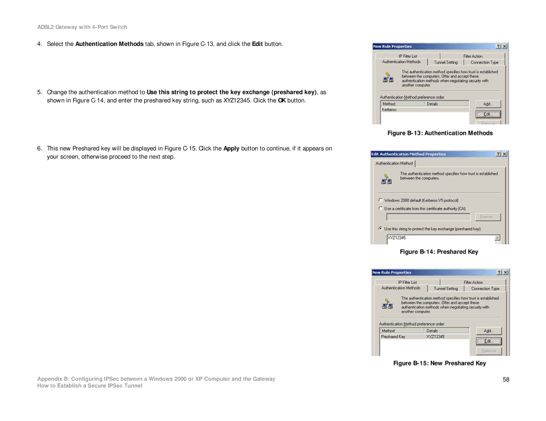 Linksys AG241 manual Figure B-13 Authentication Methods 