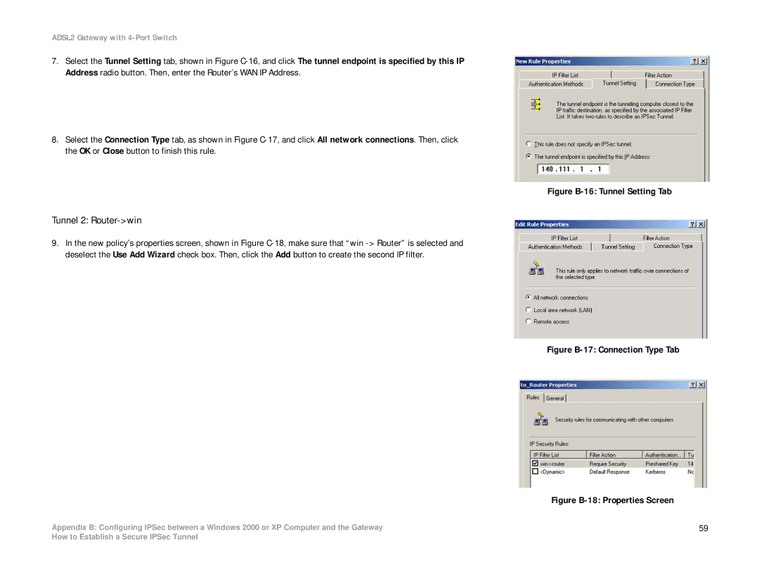 Linksys AG241 manual Tunnel 2 Router-win, Figure B-16 Tunnel Setting Tab 