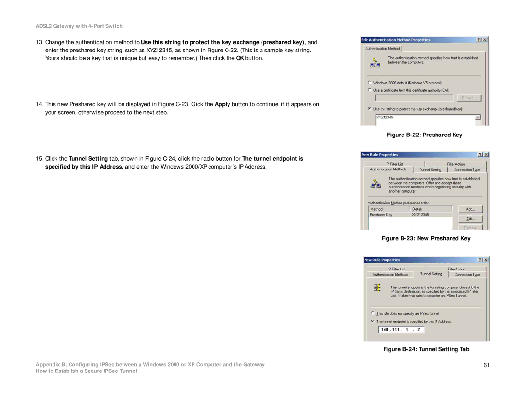 Linksys AG241 manual Figure B-22 Preshared Key 