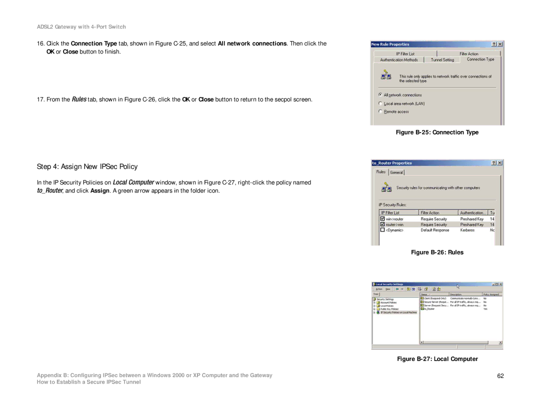 Linksys AG241 manual Assign New IPSec Policy, Figure B-25 Connection Type 