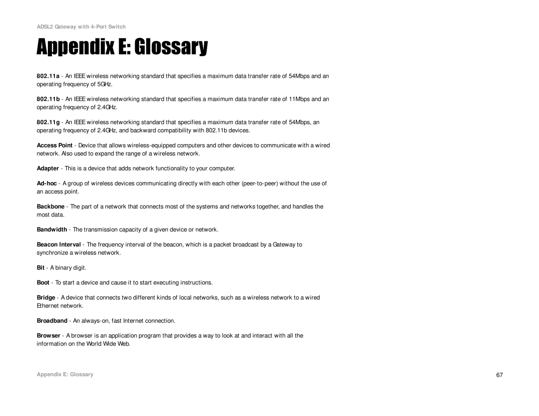 Linksys AG241 manual Appendix E Glossary 