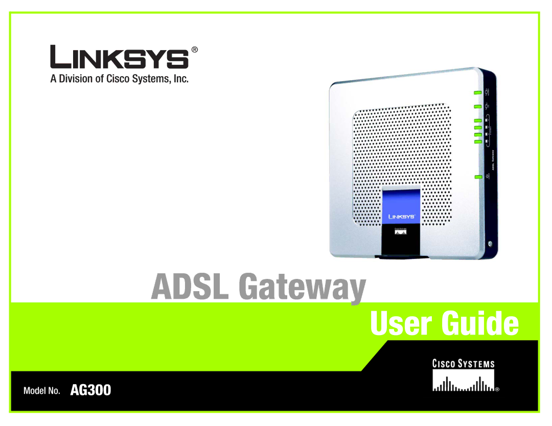 Linksys AG300 manual Adsl Gateway 