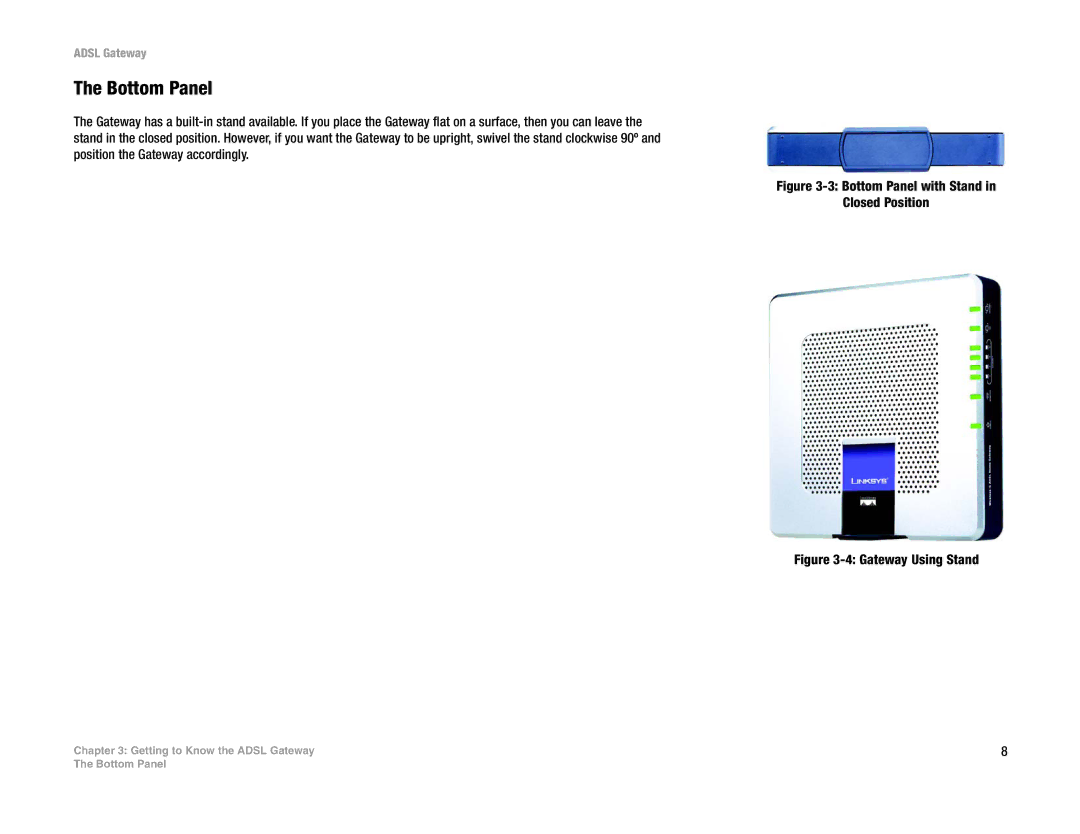 Linksys AG300 manual Bottom Panel with Stand Closed Position 