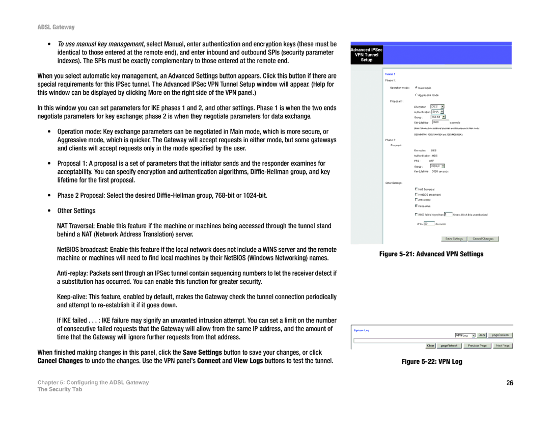 Linksys AG300 manual Advanced VPN Settings 