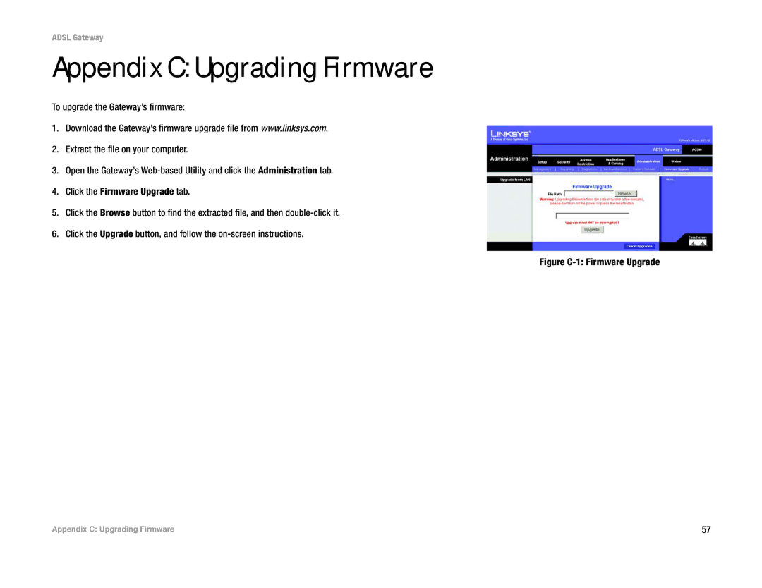 Linksys AG300 manual Appendix C Upgrading Firmware, Figure C-1 Firmware Upgrade 