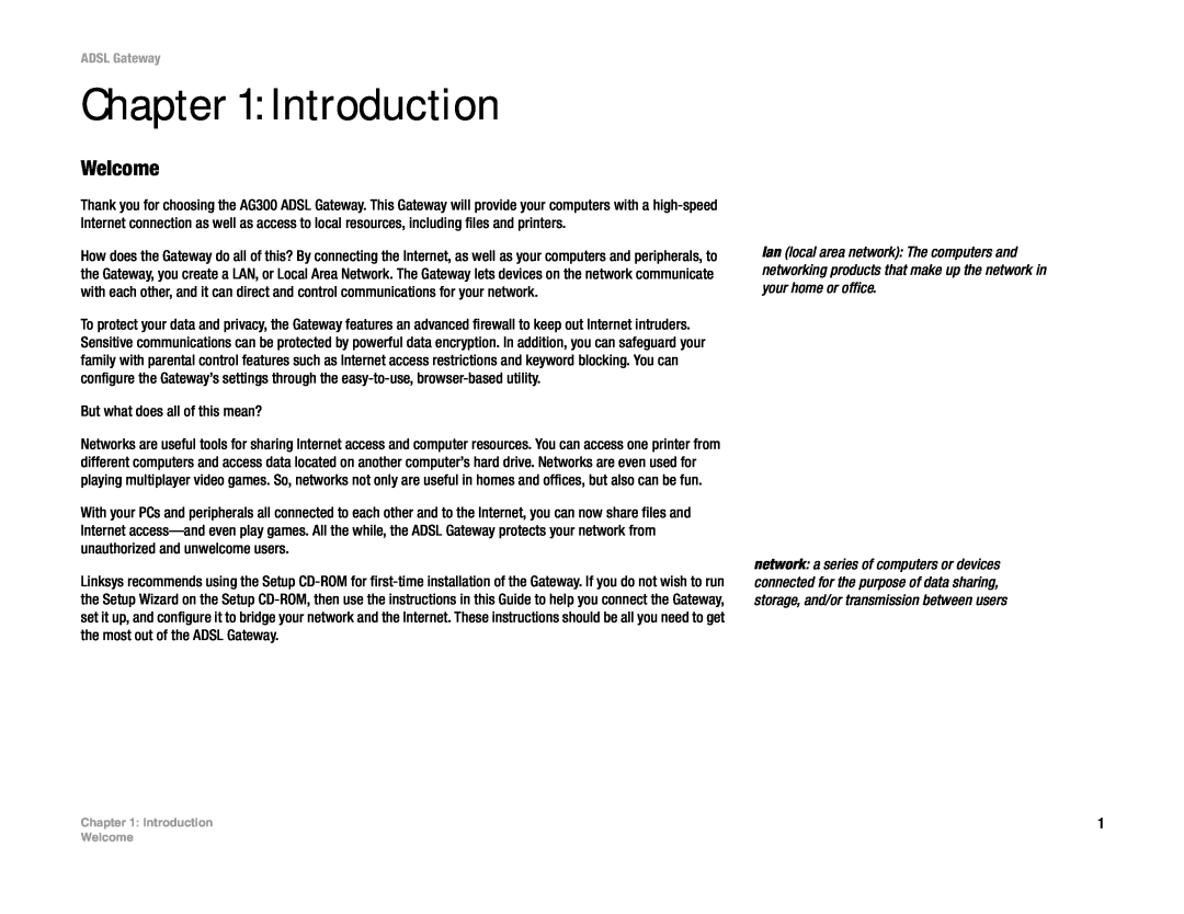 Linksys AG300 manual Introduction, Welcome 