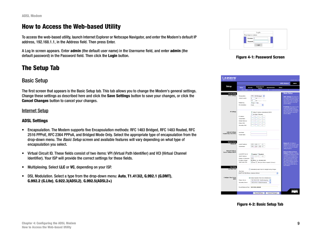 Linksys AM200 manual Basic Setup, Adsl Settings 