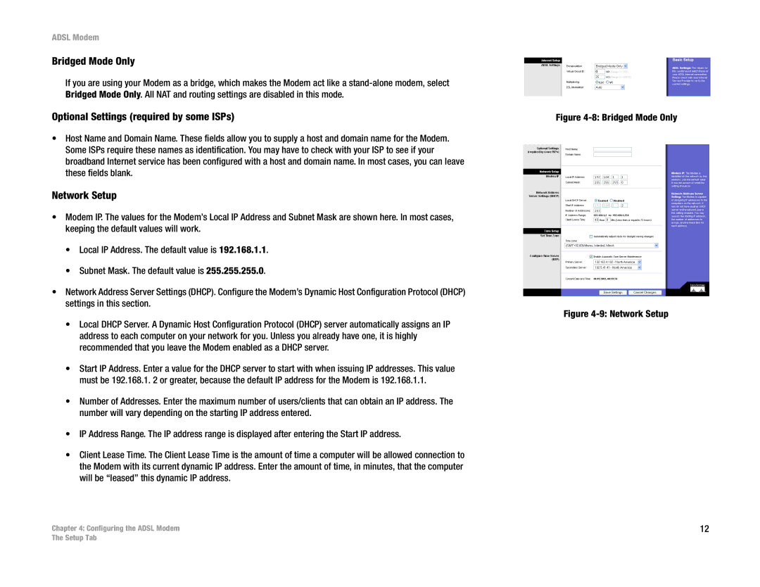 Linksys AM200 manual Bridged Mode Only, Optional Settings required by some ISPs, Network Setup 