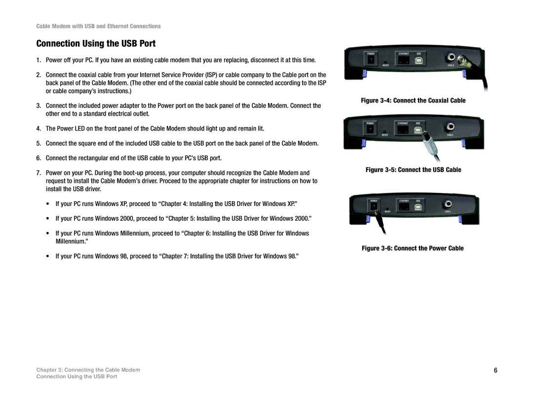 Linksys BEFCMU10 manual Connection Using the USB Port, Connect the USB Cable 