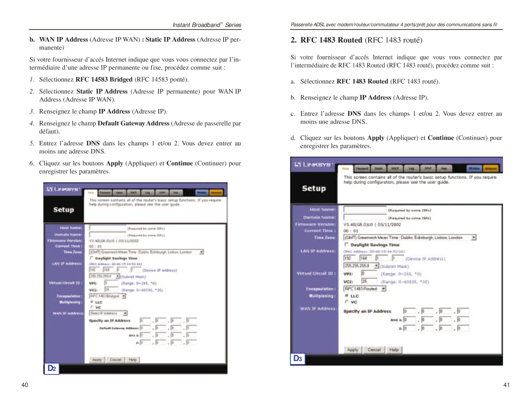 Linksys BEFDSR41W manual RFC 1483 Routed RFC 1483 routé 