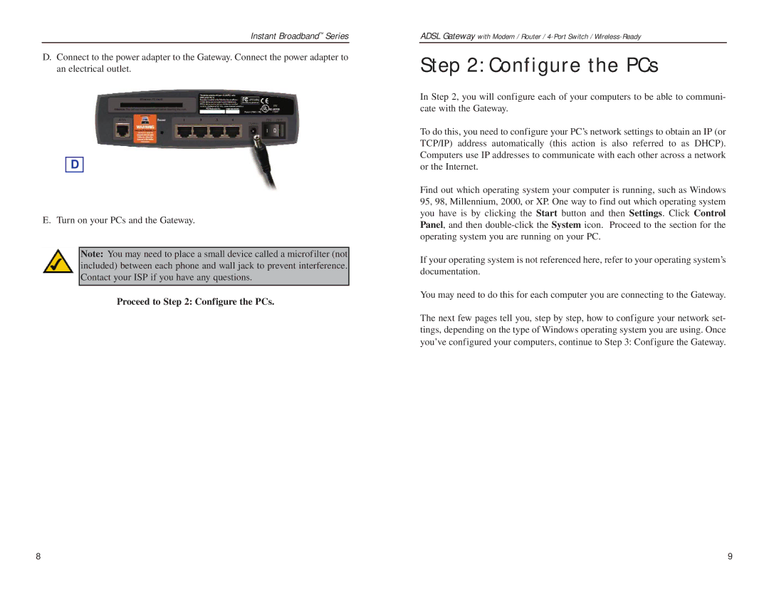 Linksys BEFDSR41W manual Proceed to Configure the PCs 