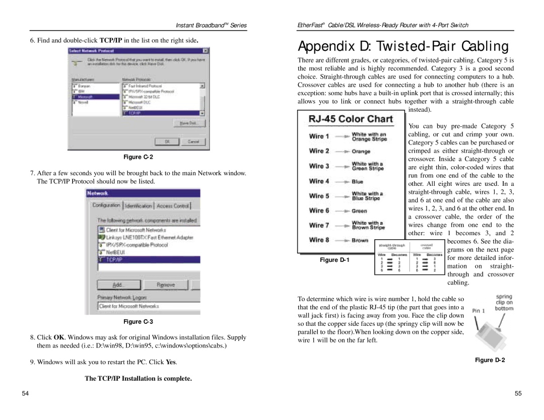 Linksys BEFSR41W manual Appendix D Twisted-Pair Cabling, Figure C-2 
