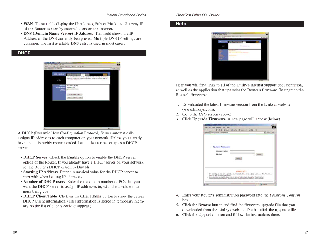 Linksys BEFSR81 manual Dhcp, Help 