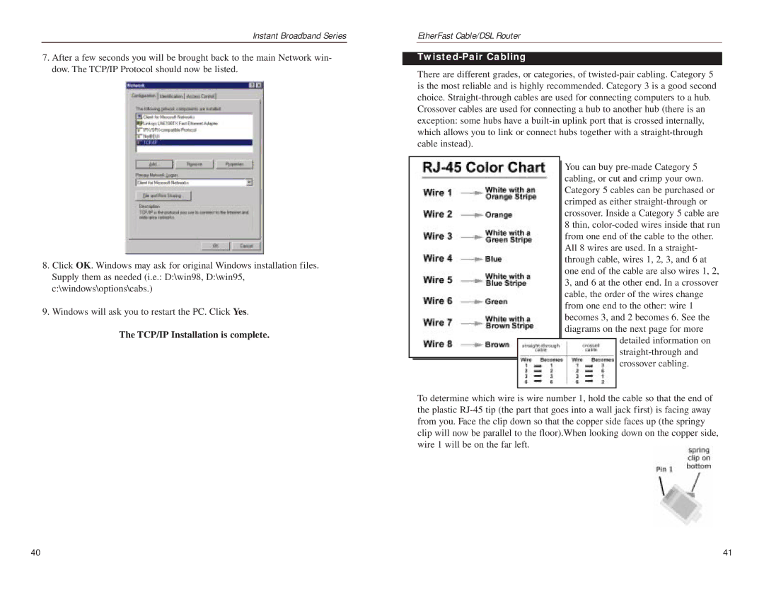 Linksys BEFSR81 manual Twisted-Pair Cabling 