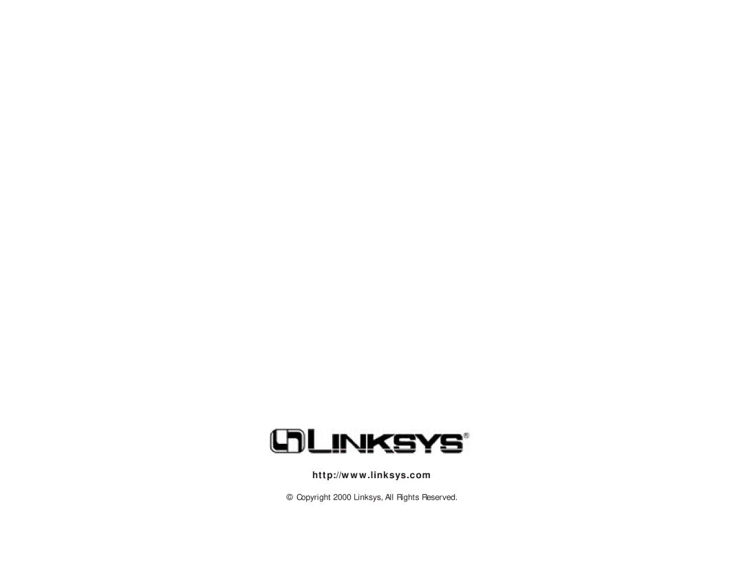 Linksys BEFSR81 manual Copyright 2000 Linksys, All Rights Reserved 