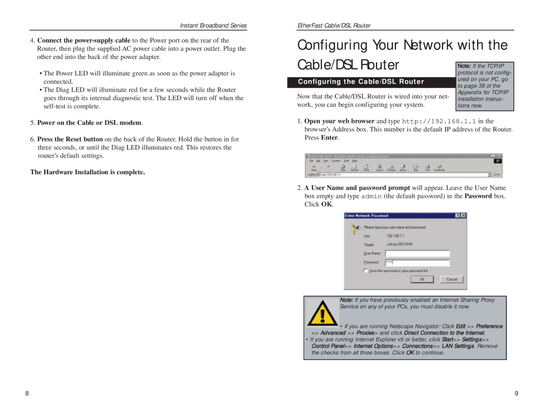 Linksys BEFSR81 manual Configuring Your Network with the Cable/DSL Router, Configuring the Cable/DSL Router 