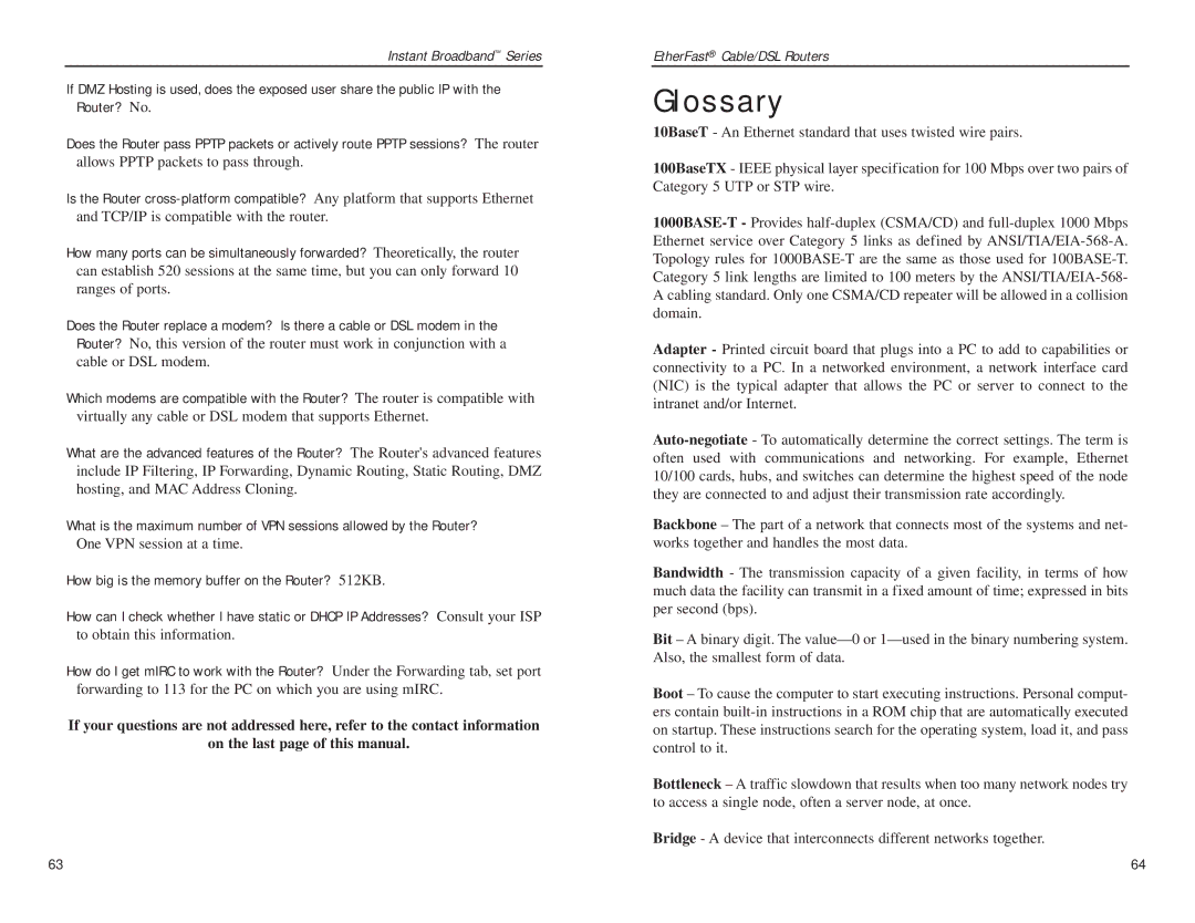 Linksys BEFSR41, BEFSRU31 manual Glossary 