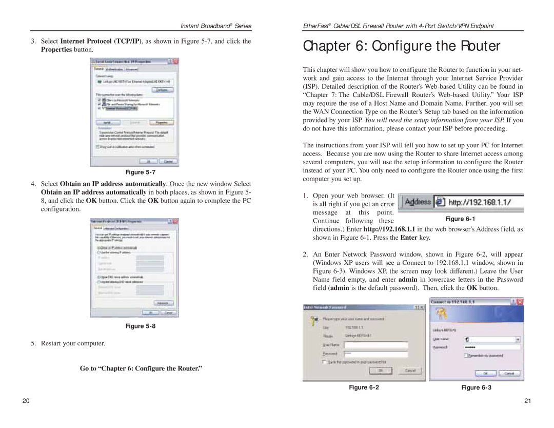 Linksys BEFSX41 manual Configure the Router 