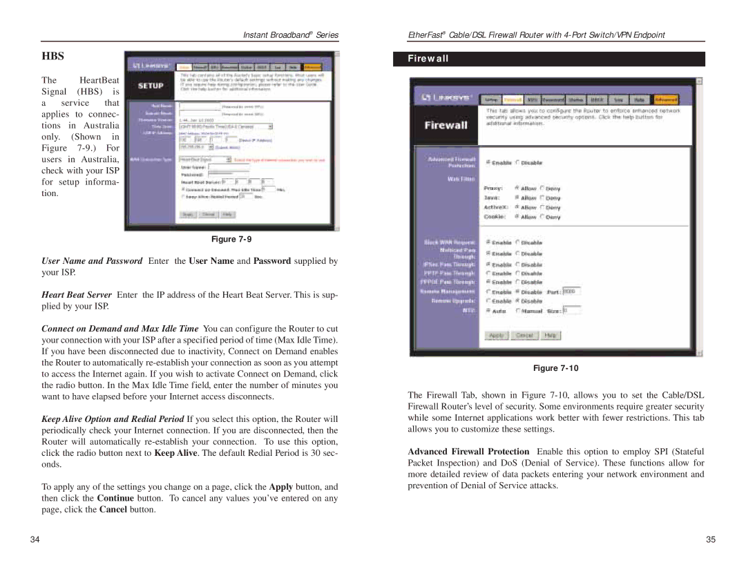 Linksys BEFSX41 manual Firewall 