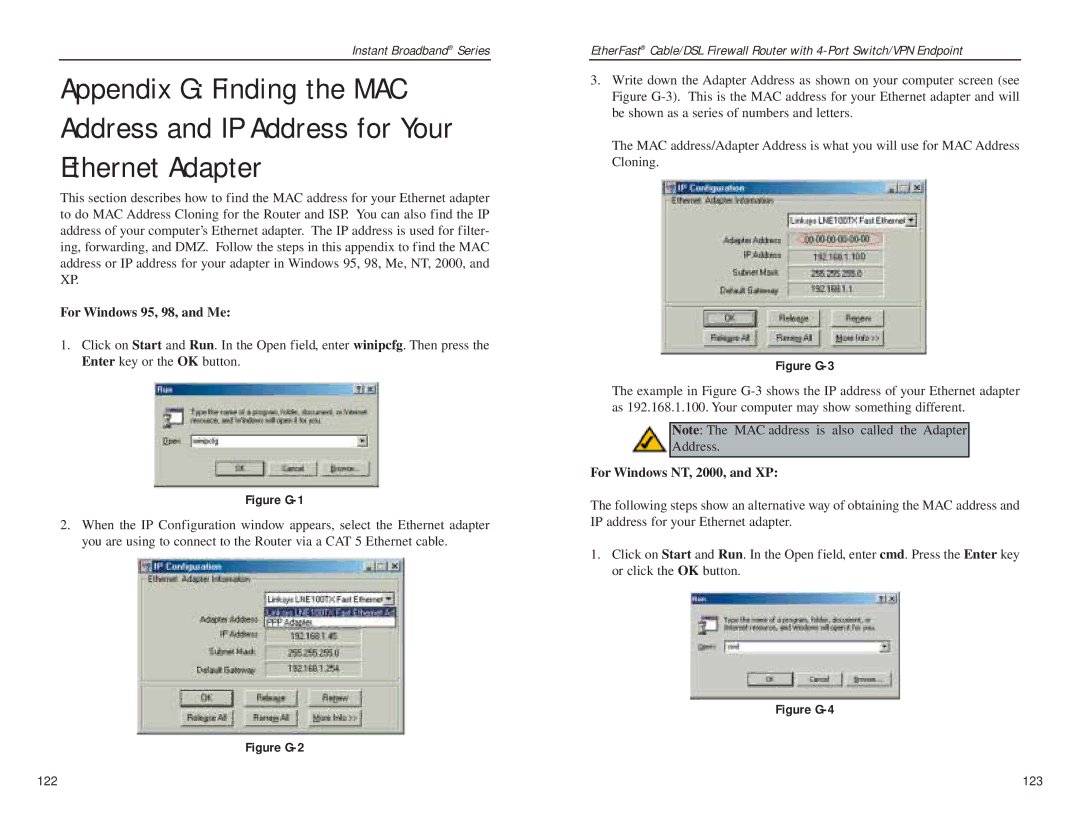 Linksys BEFSX41 manual Figure G-1, For Windows NT, 2000, and XP 