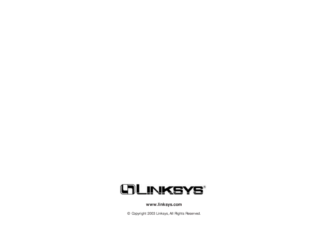 Linksys BEFSX41 manual Copyright 2003 Linksys, All Rights Reserved 