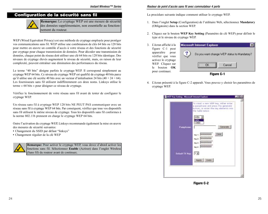 Linksys BEFW11S4 ver. 3 manual Configuration de la sécurité sans fil, Figure C-1 
