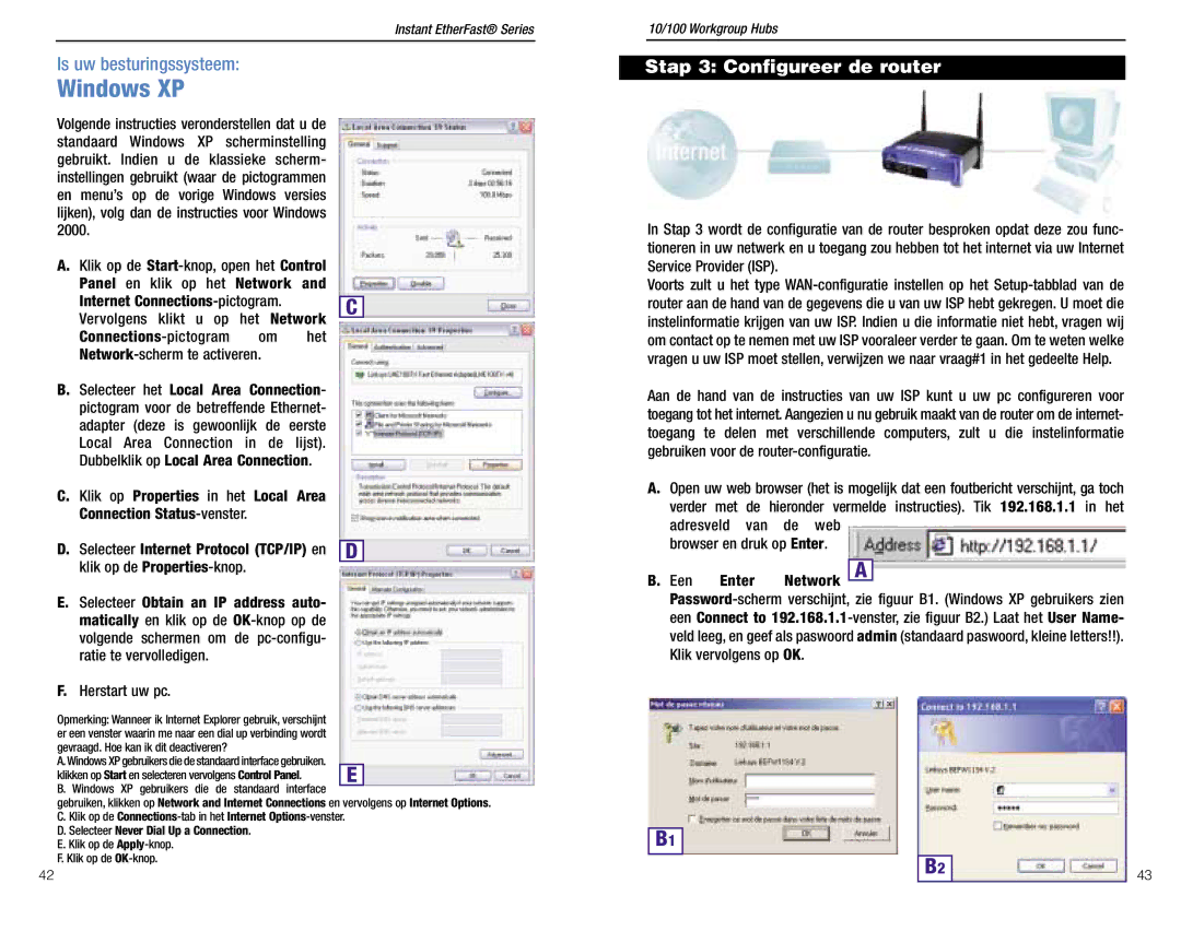 Linksys BEFW11S4 ver. 3 manual Stap 3 Configureer de router, Het, Pictogram voor de betreffende Ethernet 