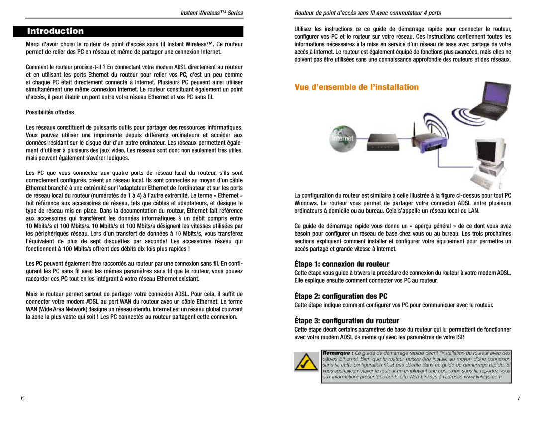 Linksys BEFW11S4 ver. 3 manual Introduction, Possibilités offertes 