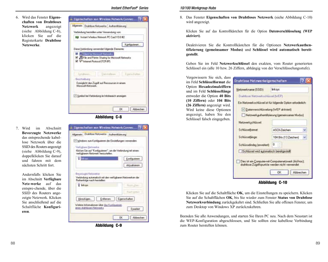 Linksys BEFW11S4 ver. 3 manual Abbildung C-8, Abbildung C-9, Abbildung C-10 