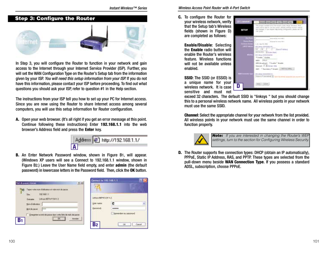 Linksys BEFW11S4 ver. 3 manual Configure the Router, Unique name For, Your, 101 