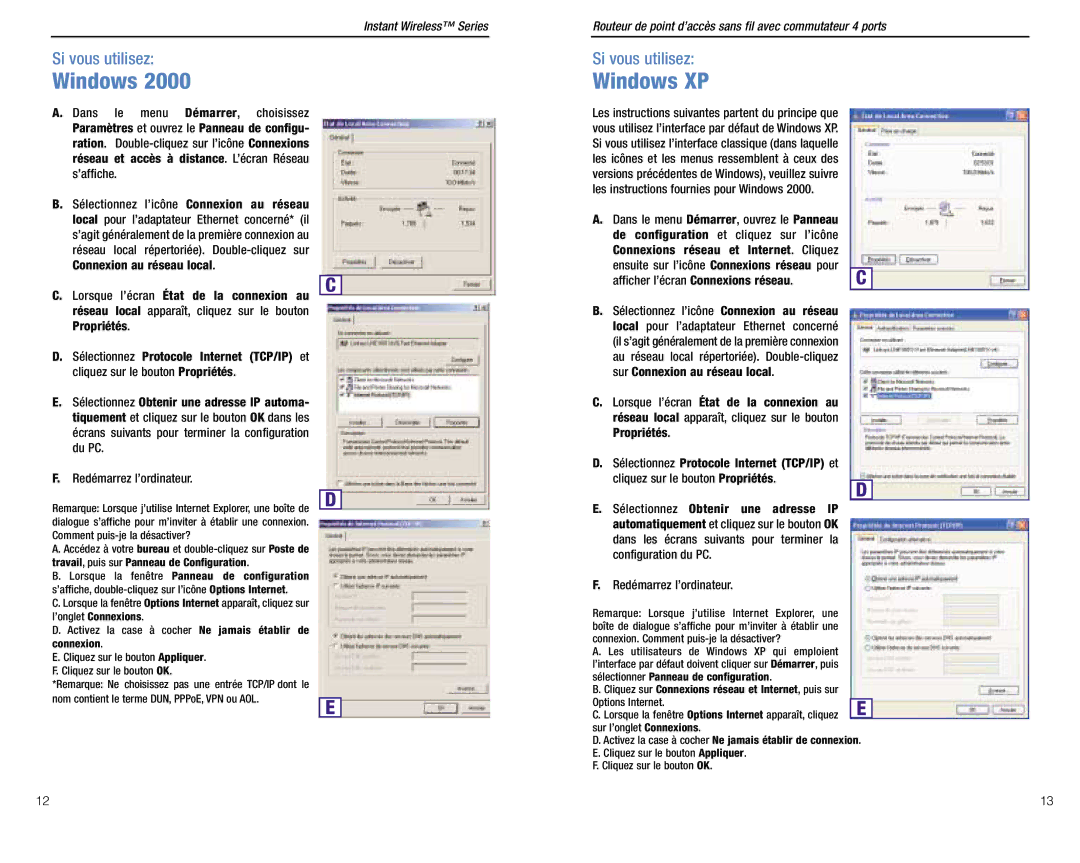 Linksys BEFW11S4 ver. 3 manual Windows, Au réseau local répertoriée. Double-cliquez 