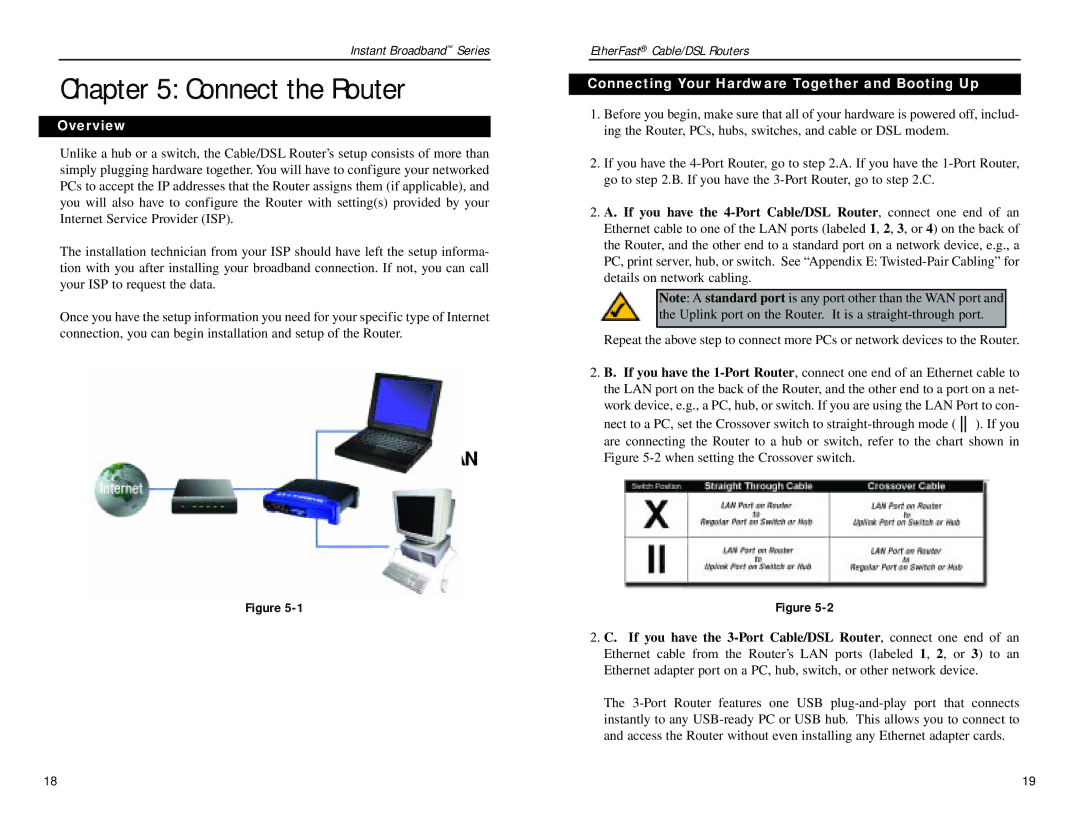 Linksys BEPSR31, BEPSR41, BEPSR11 manual Connect the Router, Overview, Connecting Your Hardware Together and Booting Up 